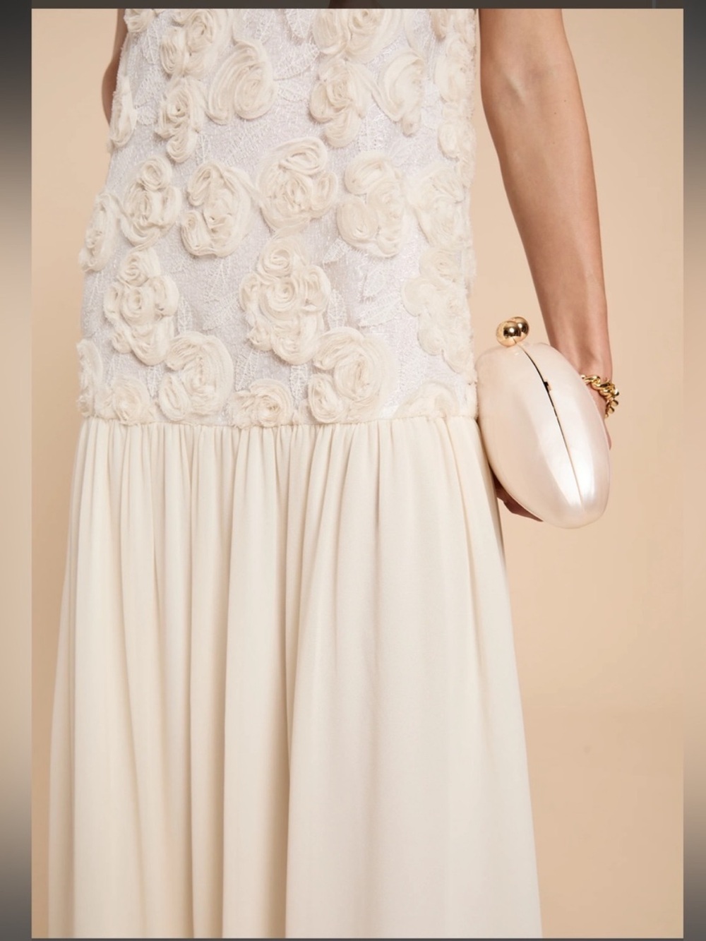 NWT o.p.t. Ondine Rosette Textured Drop Waist Chiffon Dress Size Medium - Picture 3 of 11
